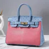 Designer Platinum Autruche sac à main sac à dos réel skin à main le sac féminin rose en cuir authentique