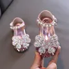 Sneakers barn paljett bowknot prinsessor skor barn silver rosa läder skor bröllop fest flickor dansprestanda skor g528 230316