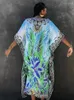 Kadın Mayo Plajı Örtüsleri Maxi Elbiseler Renkli Baskılı Kaftanlar için Kadınlar Dantel V Boyun Zarif Robe Tunik Mayolar