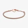Gold plated Heart T-Bar Snake Chain Bracelet for Pandora Real Silver Wedding designer Jewelry For Women Girlfriend Gift Hand chain Love Bracelets with Original Box