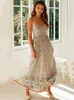 Sukienki swobodne 2023 Summer Maxi boho sukienki kobiety elegancka kwiecista sukienka damskie kwiat spaghetti pasek wakacyjny bohemian imprezowy sukienka dla kobiet W0315