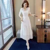 Casual Dresses Elegant Casual White V-ringen Kort ärm ihålig Empire Dress Pullover Summer New A-Line Solid Color Women's Clothing 2022 W0315