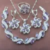 Collier boucles d'oreilles ensemble violet cristal femmes bijoux couleur argent Bracelet pendentif anneau avec zircon cubique 2023 YZ0533