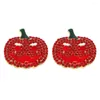 Pendientes de botón Lady Cartoon Halloween Red Series Pumpkin Charms Funny Rhinstone para mujer Joyería de vacaciones