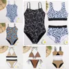 designer Bikini Baddräkt Dam Sexig Baddräkt Dam Rygglös Split Bokstav Flerfärgad Sommartid Strandbaddräkter Vindbadkläder N6NH#