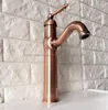 Bathroom Sink Faucets Antique Red Copper Brass Concise Faucet Finish Basin Single Handle Water Taps Nnf388