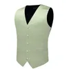 Kamizelki męskie szałwia zielona solidwa jedwabna kamizelka do menu krawat chusteczka mankiet mankiety