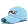 Carta Mama Bordado Baseball Cap para Mãe Presente Tie Totmol de Raio Lavado Chapéu de Ponytail Df106