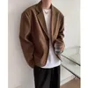 Mäns kostymer Brown Shoulder Pad Blazer Men mode Social Herrklänning Jacka Korean Loose Casual Suit Business Formal M-2XL