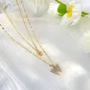 Подвесные ожерелья корейская ожерелье бабочки простые цирконы роскошь для женщин