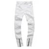 Men's Jeans 2023 Mens Ripped Pleated White Skinny Ankle Zipper Denim Destoryed Pencil Pants Hip Hop Holes For Men Biker