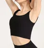 Reggiseno fitness da donna Ribber Top girocollo Fintness Canottiera solida allenamento traspirante Crop Top femminile 3 colori LL945