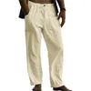 Men's Pants White Men 2023 Casual Loose Lightweight Yoga Trousers Mens Summer Beach Long With Drawstring Button