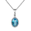 Pendanthalsband Zirkonklavikelkedja Kvinnor smycken CZ Custom Rhinestone Halsband Delikatess Blue Gemstone Charms