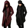 Men's Trench Coats Steampunk Men Gothic Male Hooded Irregular Red Black Trench Vintage Mens Outerwear Cloak Fashion trench coat men X9105 230316