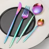 30Pcs Dinnerware Set 304 Stainless Steel Flatware Knife Fork Spoon Kitchen Dinnerware Steak Knives Fruit Cake Forks Tea Spoons BH8471 TYJ