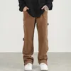 Men's Pants Fashion Ankle Zipper Brown Baggy Men Cargo Wide Pants Hip Hop Straight Loose Women Casual Long Trousers Pantalon Homme 230316