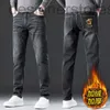 Heren Jeans designer Designer warme winterbroek 2022 geborduurde rechte broek elastische hoge taille KO2D B9UV