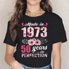 1973年に作られたTshirtレディースTシャツ49歳の花50妻の誕生日ギフト印刷されたカジュアルパターントップ230316