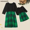 Familjsmatchande kläder Nashakaite Christmas Family Look Mother and Daughter Dress Patchwork Plaid Dresses Mamma och dotter lika mamma och mig kläder 230316