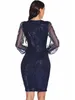 Casual jurken sexy vintage glitter lange mouw pailletten zomerse jurk dames club paste jurken herfst kantoor bodycon woman jurk kleren vestidos w0315