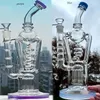 Big Glass Water Bongs Hookahs Freezable Spole Tjock Glass Beaker Base Rökningsglasrör Recycler Oil Rigs med 14 mm skål
