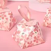 Gift Wrap 10/20/50Pcs Creative Gift Box Cherry Blossom Pattern Girl Gift Box Wedding Candy Dragee Gift Packaging Box Wrapping Gift Bag 230316