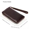 Genuine cow leather zipper mens designer wallets male long style fashion casual card zero purses phone clutchs no310