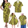 Familjsmatchande kläder Hycool Samoan 4st Family Matching Outfits For Party Tattoos Print Tribal Clothes for Mom and Daughter Birthday Dress for Girls 230316