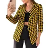 Kvinnors kostymer 2023 Autumn and Winter Women's Fashion Casual Blazer Houndstooth Suit Single Button Coat