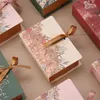 Gift Wrap 10PCS Creative Simple Book Shape Gift Box Creative Kraft Paper DIY Gift Candy Dragees Wrapping Packaging Flower Box with Ribbon 230316