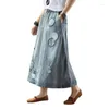 Skirts 23 Women Denim Spring Summer Indie Folk Style Washed Bleached Patchwork Print Loose Shiring Female Tide A-Line Skirt