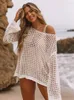 Menas de banho feminina Mulheres praia Tunic malha cortada vestidos de crochê transparentes sólidos de biquíni sexy encobrimento de maiô capa de praia s!