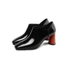 Dress Shoes Patent Leather Woman Hoge hakken Wood Heel Platform Pumps Black Red Ladies Wedding echte vrouw1