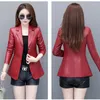 Women's Leather Spring Genuine Jacket Women Korean Fashion Slim Sheepskin Coat Black Red Real Jackets Ladies Casual Blazer Femme