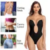 Dameshoeders shapewear bodysuit vrouwen diepe v-neck lichaam shaper Gevotte bra backless u dompel string thong shaper taille trainer push-up feest ondergoed 230316