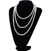 Chains HOWAWAY Art Deco Fashion Faux Pearls Necklace 1920s Flapper Beads Cluster Long Pearl For Gats150cm