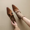 2023 nuevos zapatos de primavera para mujer de cuero natural de 22-24,5 cm de longitud de piel de oveja atados en T con hebilla en punta Mary Jane zapatos con correa en T