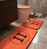 Fashion Bathroom Three-Piece Small Door Mat U-Shaped Floor Mat Bathroom Door Mat Toilet Cover Mat Flower-Shaped Floor Mat