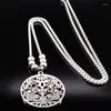Hänge halsband runt långt rostfritt stål chocker halsband kvinnor juveleris silver färgträd av liv smycken colgante n18051s07
