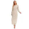 Vêtements ethniques Robe d'impression de cordon Femmes Ramadan Kaftan Manches longues O-Cou Slim Robes de soirée Caftan Marocain Abaya Dubaï Hijab Robe