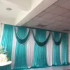 Party Decoration Ice Silk Blue / Teal Silver Swag och Drapes Endast för 3M 6M Gardin