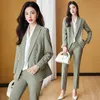 Kvinnors kostymer Blazers Stylish Business Suit Set for Women Spring and Autumn Temperament Small Man Business Set Tooling Casual Suit 230316