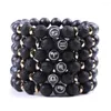 Charmarmband 10 mm tolv konstellationer Reiki Natural Crystal Black Glitter Stone Volcanic Oil Healthy Armband