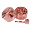 Cool Smoking Colorful Zinc Alloy Multi-Role Dry Herb Tobacco Grind Spice Miller Grinder Removable Glass Filter Bowl Hand Pipes Portable Lighter Stash Case