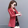 Women's Leather Spring Genuine Jacket Women Korean Fashion Slim Sheepskin Coat Black Red Real Jackets Ladies Casual Blazer Femme