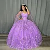 Lilac Lavender Princess Quinceanera Dresses with Cape 2023 Beaded Butterfly 3D Bow Lace-up Corset vestidos evening prom gowns