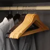 Hangers Racks 5/20pcs High Quality Retro Wooden Hanger Anti-Slip Drying Clothes Rack Wardrobe Organizer Suit Hanger Store Display Save Space 230316