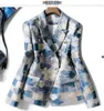 Costumes pour femmes S-3XL haute qualité 2023 mode couleur personnalisée or tissu bouton mince tempérament banlieue décontracté femme Blazer