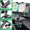 Cell Phone Mounts Holders 1200 Degree Universal Dashboard Car Phone Clip Rear View Mirror Sunshade Baffle Car Phone Holder Mobile Phone Mount Stand GPS P230316